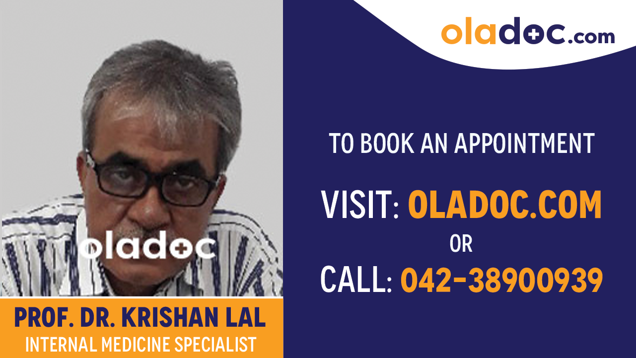 Book appointment with Dr. Krishan Lal -best Internal Medicine Specialist Karachi